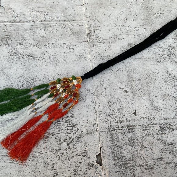 Indian Flag Color Hair Paranda Taranga Tri Color Hair Braided Prandi - Picture 9 of 10